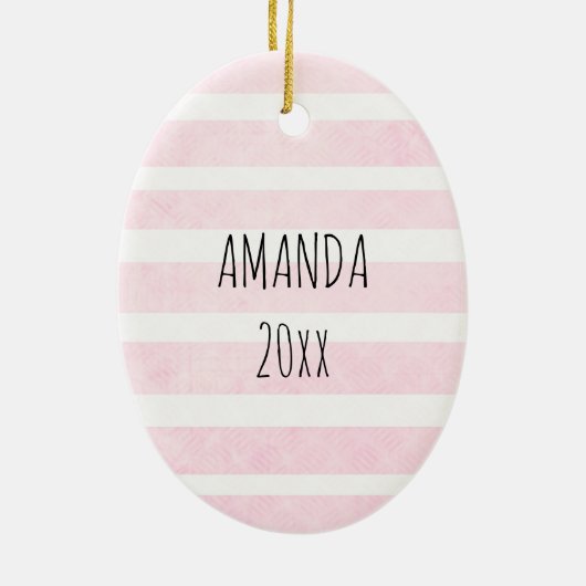 Personalisiert Pink Gingerbrot Mann Weihnachten Keramik Ornament (Hinten)