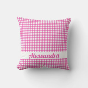 Personalisiert Pink Gingham Country Farmhouse Pilz Kissen
