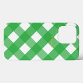 Personalisiert Pink Gingham iPhone Case mit Name (Rückseite (Horizontal))