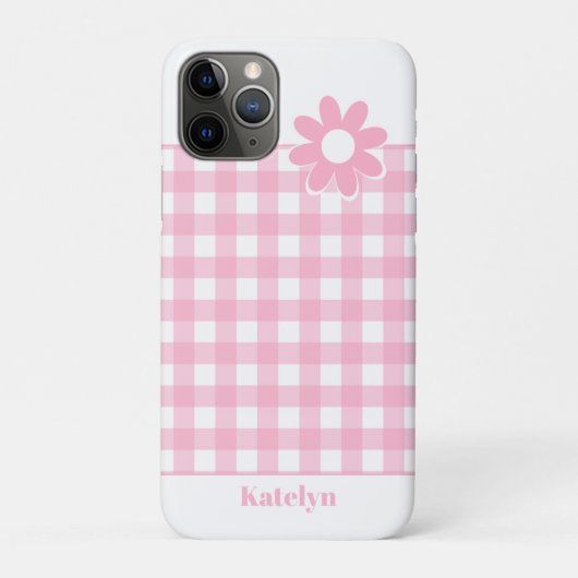 Personalisiert Pink Gingham Kariert Case-Mate iPhone Hülle (Rückseite)