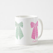 Personalisiert Pink Gingham Romantischer Coquette Kaffeetasse (VorderseiteRechts)
