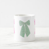Personalisiert Pink Gingham Romantischer Coquette Kaffeetasse (Mittel)