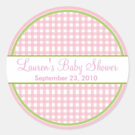 Personalisiert Pink Gingham Stickers (Vorderseite)