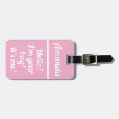 Personalisiert Pink Girl Funny Luggage Tag Gepäckanhänger (Vorderseite horizontal)