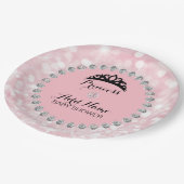 Personalisiert Pink Girl Princess Babydusche Pappteller (Schrägansicht)