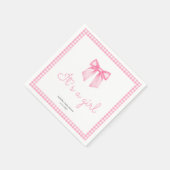 Personalisiert Pink Girl Watercolor Bow Serviette (Ecke)