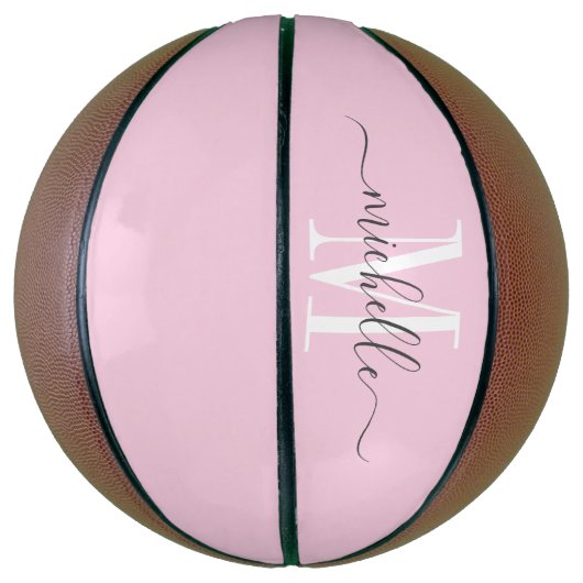 Personalisiert Pink Girl's Mit Monogramm Basketbal Basketball (Vertikal)