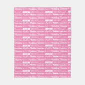 Personalisiert Pink Girls Name Schriftart Collage Fleecedecke (Vorderseite)