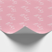 Personalisiert Pink Girly Elegant Baby Geschenkpapier (Ecke)