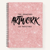 Personalisiert Pink Glitzer Artist Sketchbook Notizblock (Vorderseite)
