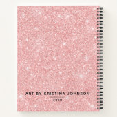 Personalisiert Pink Glitzer Artist Sketchbook Notizblock (Rückseite)