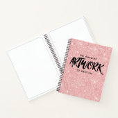Personalisiert Pink Glitzer Artist Sketchbook Notizblock (Innenseite)
