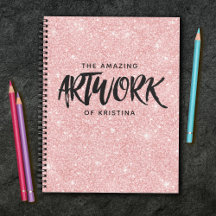 Personalisiert Pink Glitzer Artist Sketchbook