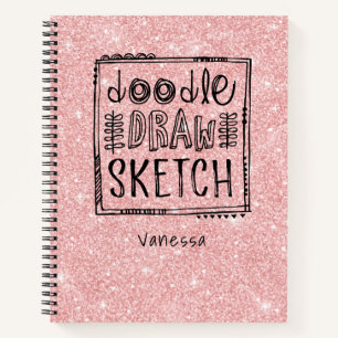 Personalisiert Pink Glitzer Artist Sketchbook Notizblock