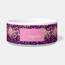 Personalisiert Pink Glitzer Pet Bowl Napf