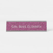 Personalisiert Pink Glitzer & Silver Girl Boss Fun