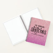 Personalisiert Pink Glitzer Sketchbook Ihr Name Nr Notizblock (Innenseite)