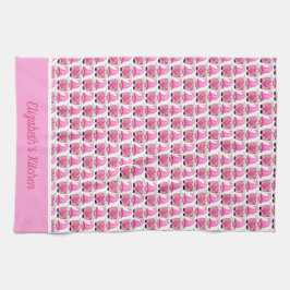 Personalisiert Pink Gnomes Hearts Woodland Whimsic Geschirrtuch