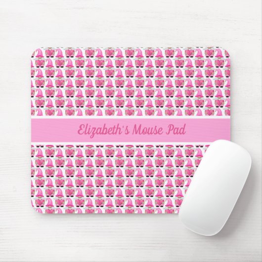 Personalisiert Pink Gnomes Hearts Woodland Whimsic Mousepad (Mit Mouse)
