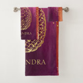 Personalisiert Pink Gold Ananas Glitzer Badhandtuch Set (Insitu)