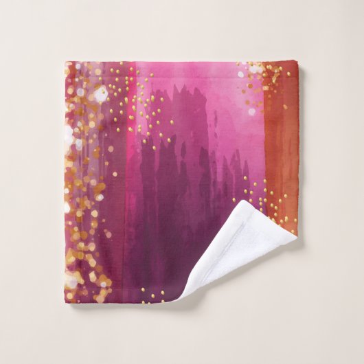 Personalisiert Pink Gold Ananas Glitzer Badhandtuch Set (Waschlappen)