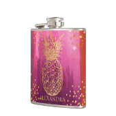 Personalisiert Pink Gold Ananas Glitzer Flachmann (Links)