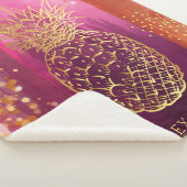 Personalisiert Pink Gold Ananas Glitzer Sherpadecke (3/4)