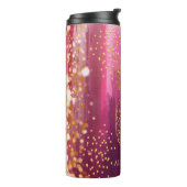 Personalisiert Pink Gold Ananas Glitzer Thermosbecher (Nach links gedreht)