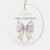 Personalisiert Pink Gold Bow Baby Girl Keramik Ornament (Links)