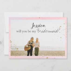 [Personalisiert] Pink Gold Bridesmaid Vorschlag Fo Feiertagskarte