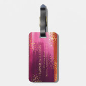 Personalisiert Pink Gold Glitzer Ananas Gepäckanhänger (Rückseite vertikal)