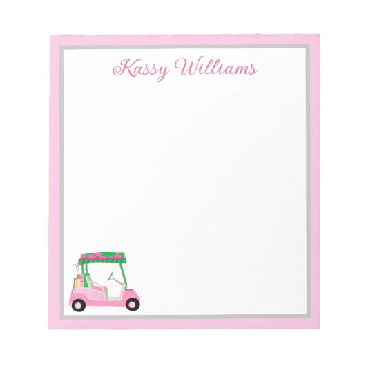 Personalisiert Pink Golf Cart Name Notizblock (Vorderseite)