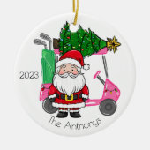 Personalisiert Pink Golf Cart Weihnachtsbaum Keramik Ornament (Vorne)