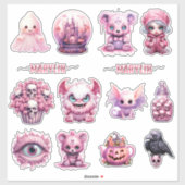 PERSONALISIERT PINK GOTHIC HALLOWEEN INDIVIDUELLE  AUFKLEBER (Blatt)
