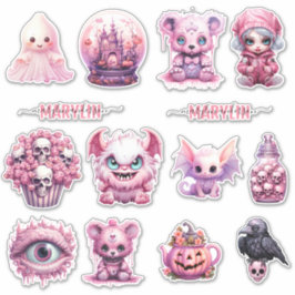 PERSONALISIERT PINK GOTHIC HALLOWEEN INDIVIDUELLE AUFKLEBER