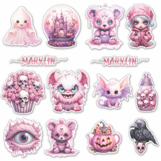 PERSONALISIERT PINK GOTHIC HALLOWEEN INDIVIDUELLE  AUFKLEBER (Vorderseite)
