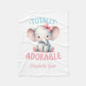 Personalisiert Pink Gray Baby Elephant Geschenk Ba Fleecedecke (Vorderseite)