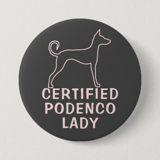 Personalisiert Pink Gray Podenco Dog Button (Vorderseite)