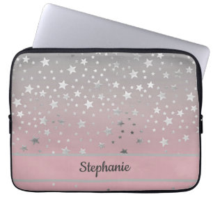 Personalisiert Pink Gray Stars Ombre Stilvolle Chi Laptopschutzhülle
