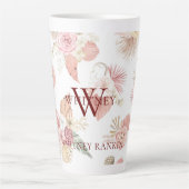 Personalisiert Pink & Green Boho Florals Milchtasse (Vorderseite)