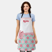 Personalisiert Pink Green Candy Weihnachten Schürze (Getragen)