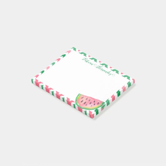 Personalisiert Pink Green Watermelon Postit Notes Post-it Klebezettel (angewinkelt)