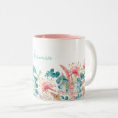 Personalisiert Pink Grevillea und Eukalyptus Zweifarbige Tasse (VorderseiteRechts)