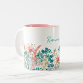 Personalisiert Pink Grevillea und Eukalyptus Zweifarbige Tasse (Vorderseite Links)