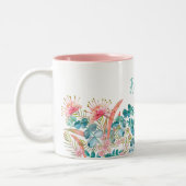 Personalisiert Pink Grevillea und Eukalyptus Zweifarbige Tasse (Links)