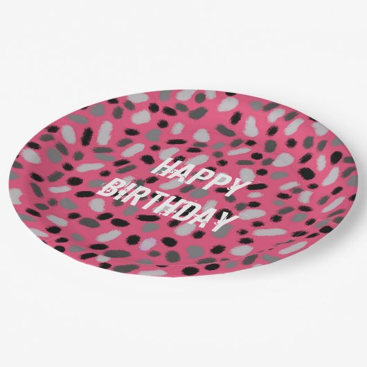 Personalisiert Pink Grey Black Jelly Bean Pappteller (Schrägansicht)