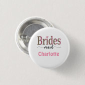 Personalisiert Pink Grey Leopard Print Bridesmaid Button (Vorne & Hinten)