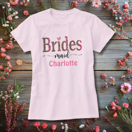 Personalisiert Pink Grey Leopard Print Bridesmaid T-Shirt