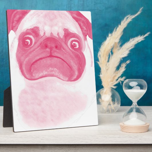 Personalisiert PINK Grumpy Puggy Fotoplatte (Seite)