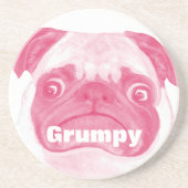 Personalisiert PINK Grumpy Puggy Getränkeuntersetzer (Vorne)